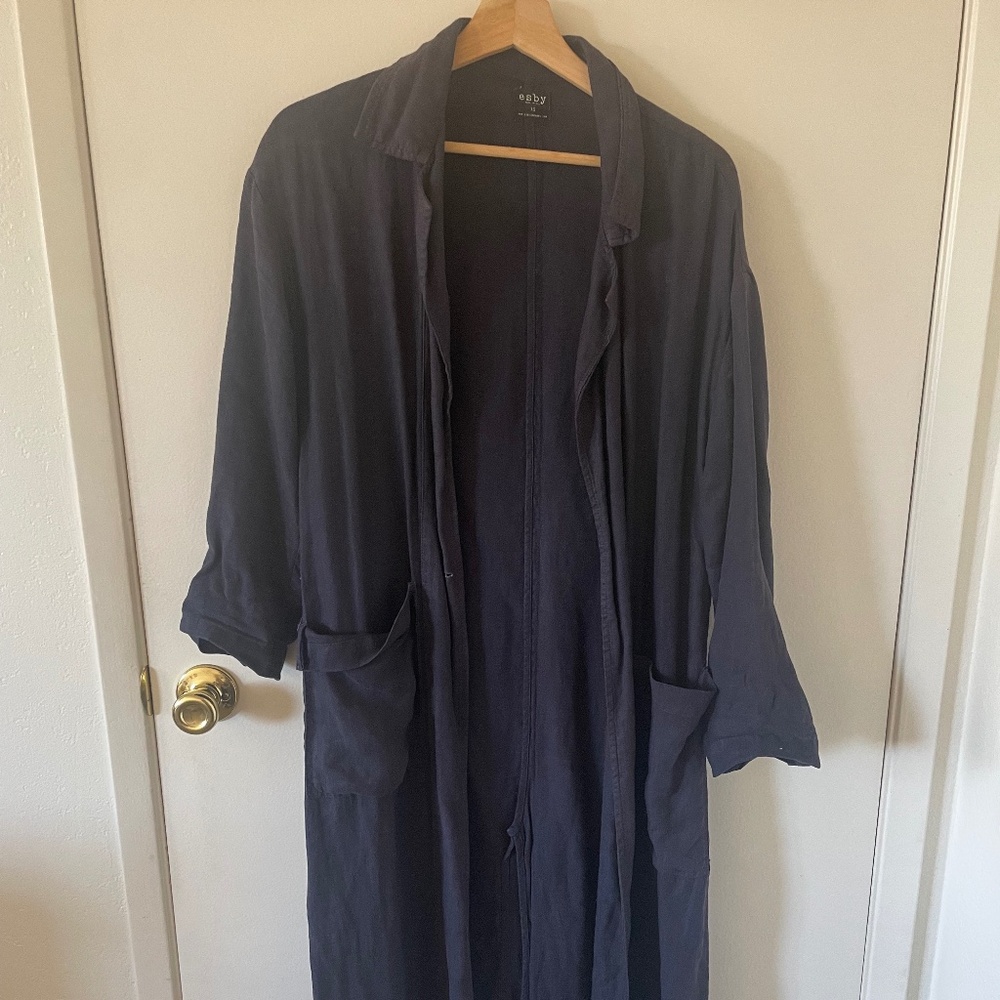 ESBY Baronne Linen Duster XS in Navy